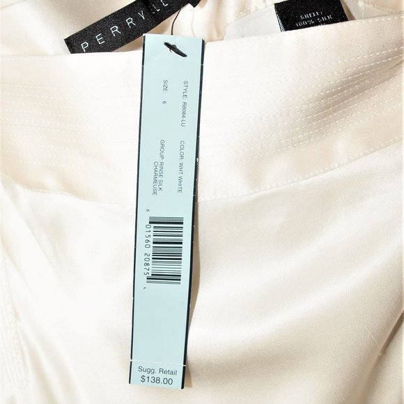Perry Ellis White Silk Skirt with Peplum bottom - Size 6 NWT - Picture 5 of 6